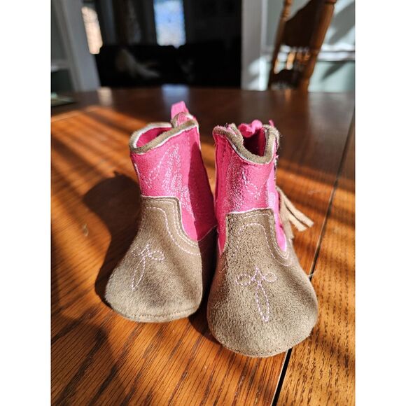 Rising Star 3-6M cowboy boot crib shoe Cowgirl Pink Soft - Picture 2 of 6